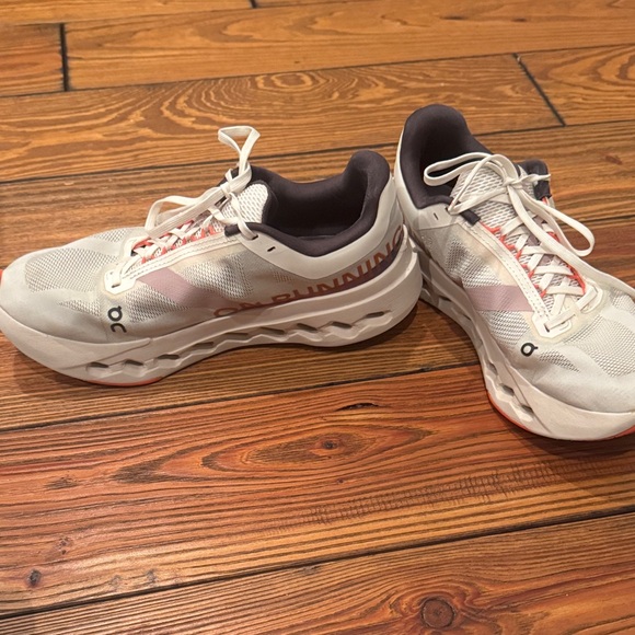 On Running White and Black Sneakers with Orange Detail - Picture 2 of 6